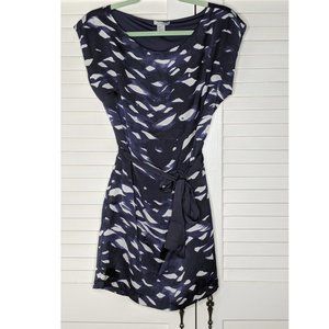 NWOT HM Blue & White Silky Belted Dress Size 4